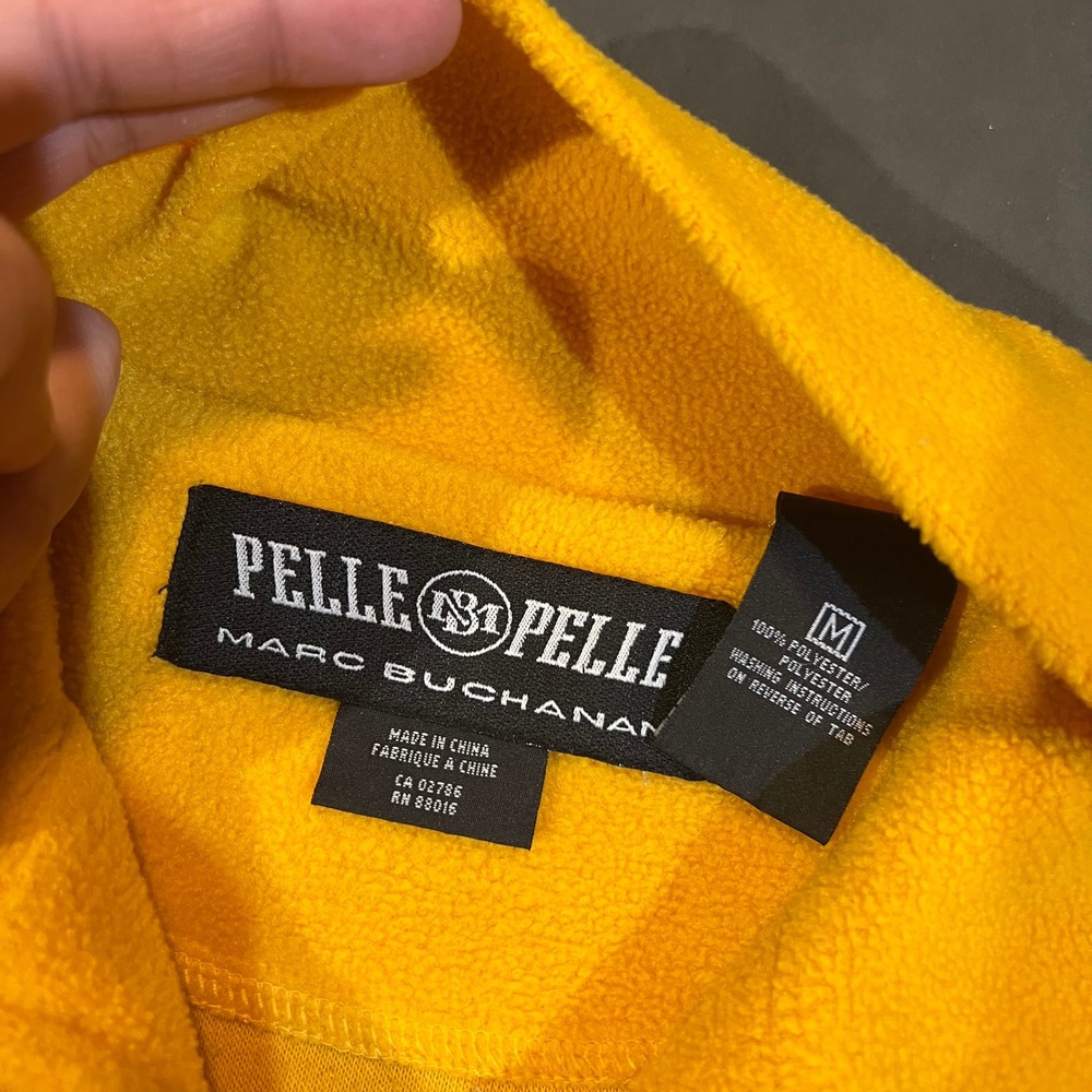 Pelle Pelle Marc Buchanan Mens Yellow Fleece 1/4 Zip Pullover Jacket Size Medium - Picture 3 of 7